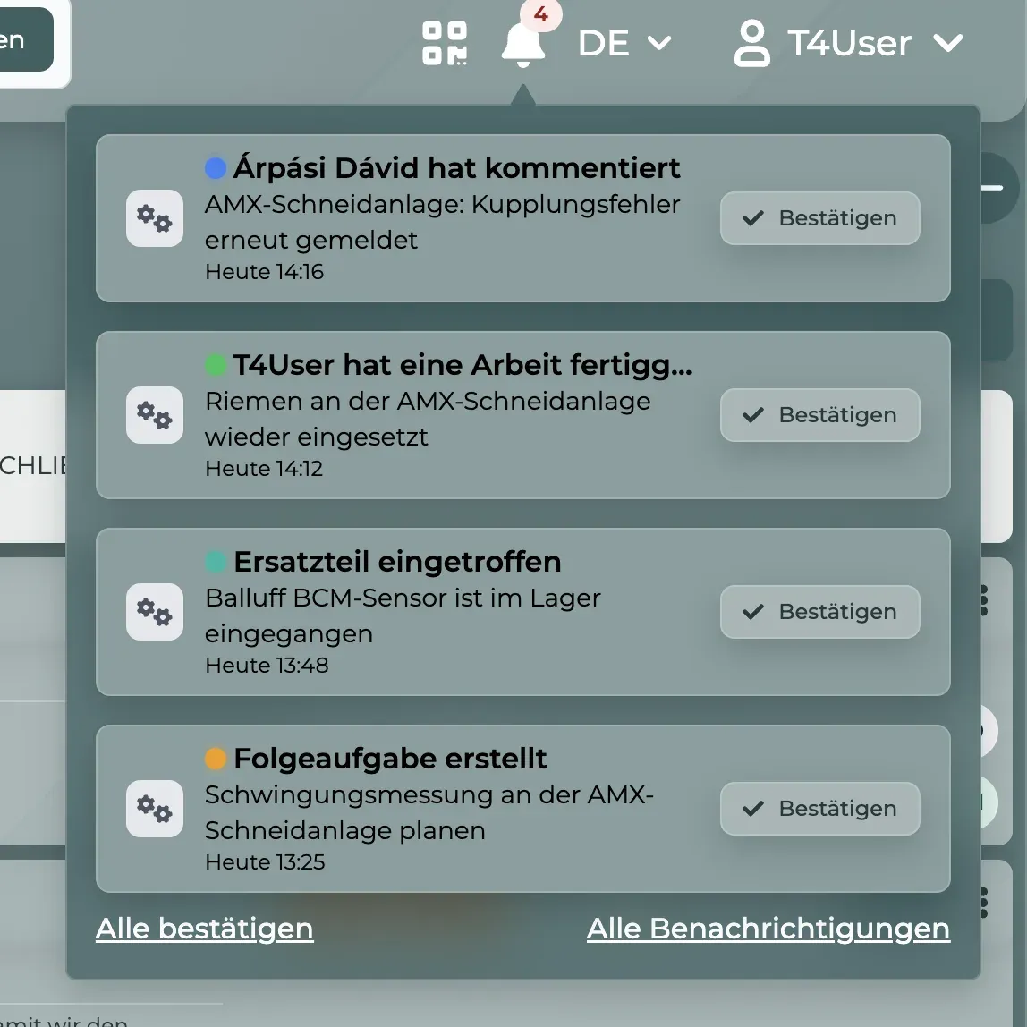 TAMMS Benachrichtigungen