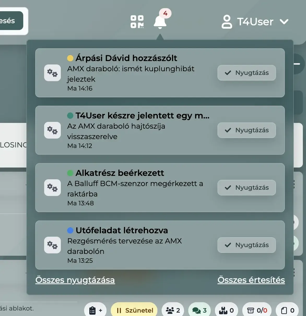 TAMMS Értesítések